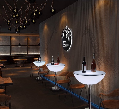 Стол светящийся квадратный на металическом основании 60х60х76